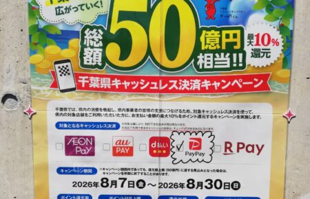 千葉県キャッシュレス決済キャンペーン 最大10％ポイント還元のお知らせ
